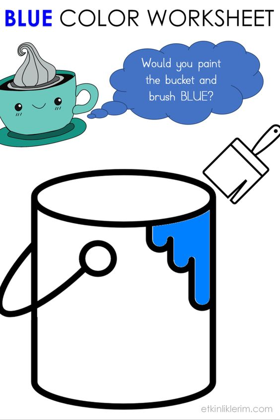BLUE COLOUR Bucket PAINT Activity for Preschool