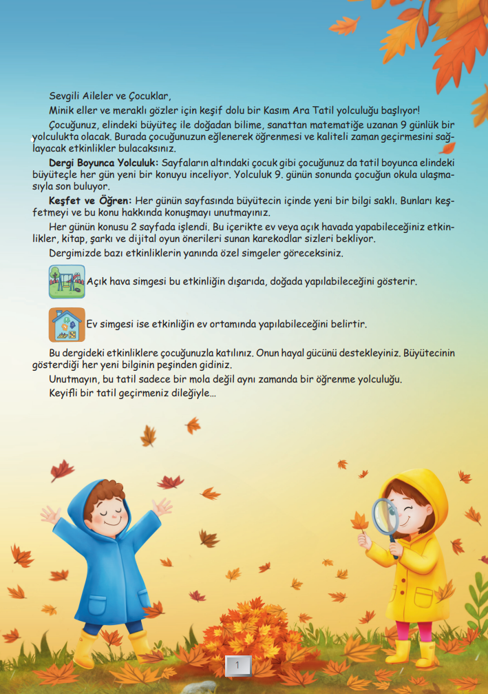 Kasım 2025 Ara Tatili Okul Öncesi Etkinlik Kitabı
